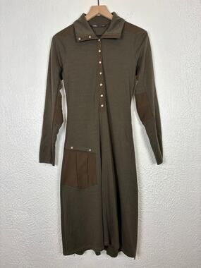 Nau Green Merino Wool Long Sleeve Dress Olive Green Size Small
